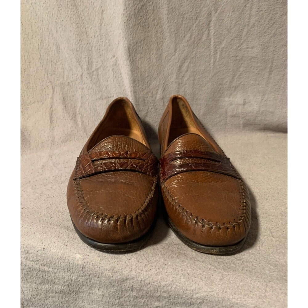 Alan Payne Genuine Crocodile and Amalfi‎ Deerskin Penny Loafers Mens 9.5 Brown